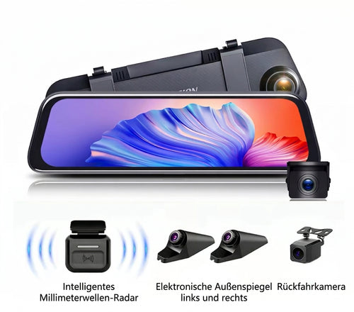 Streaming-Rückspiegel-Dashcam | Millimeterwellen-Radar | 360°-Rundumsicht | 24-Stunden-Überwachung | Kratzschutz-Überwachung | Panorama-HD-Nachtsicht